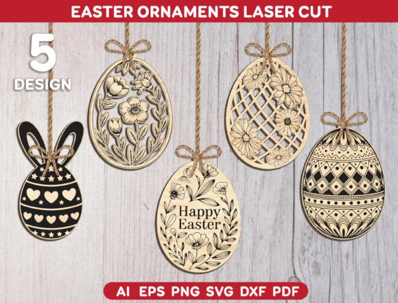 Download 5 Laser Cut Easter Egg Ornaments Bundle - Easter egg Collection