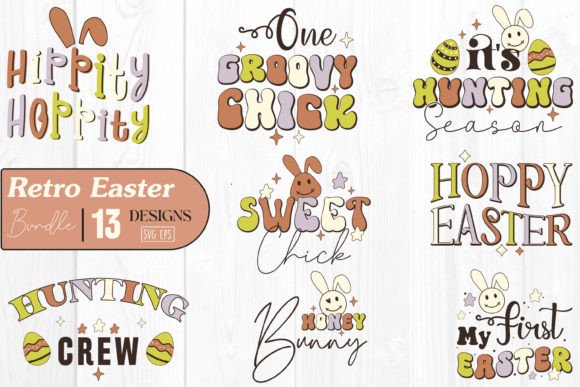 Download Retro Easter Day Quotes SVG Bundle Retro - Easter day Collection