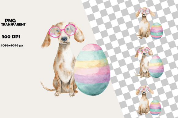 Download Cute Dachshund Puppy Easter Egg Clipart - Easter egg Collection