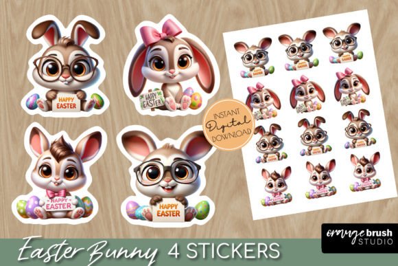 Download Cute Easter Bunny Stickers PNG for Kids - Easter bunny stickers Collection