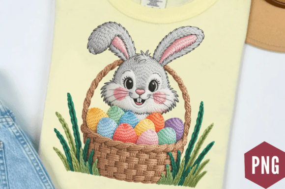 Download Faux Yarn Bunny with Easter Eggs Clipart - Easter egg Collection