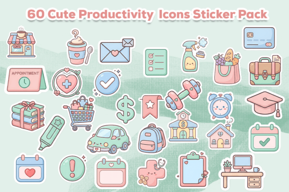 Download Digital Cute Productivity Icons Stickers - Icons Collection