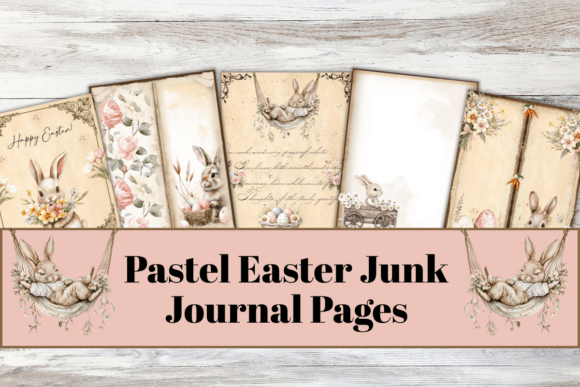 Download Pastel Easter Bunny Junk Journal Pages, - Pastel easter Collection