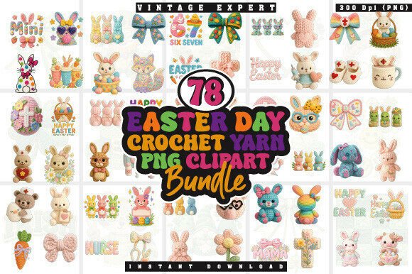 Download Easter Day Faux Crochet Yarn PNG Bundle - Easter day Collection