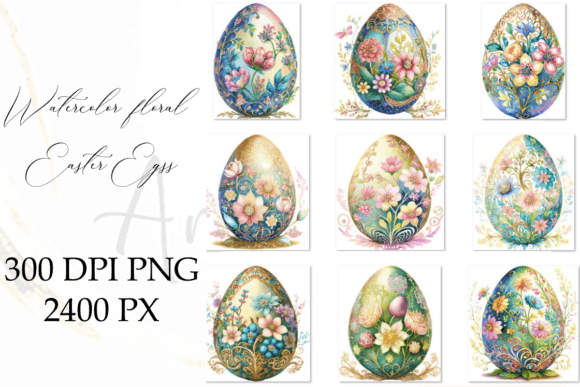 Download Watercolor Floral Easter Eggs - Easter egg Collection