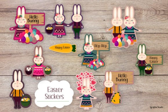 Download Cute Easter Bunny Stickers Bundle - Easter bunny stickers Collection