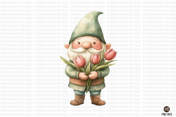 Download Watercolor Whimsical Spring Gnome PNG - Premium Bundle