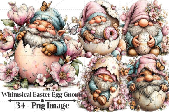 Download Whimsical Easter Egg Gnome Clipart - Easter egg Collection