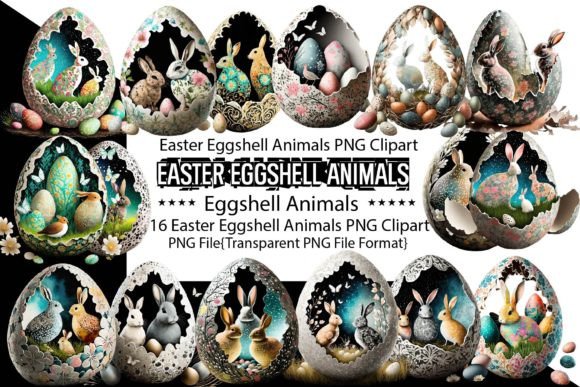 Download Easter Eggshell Animals Sublimation - Easter egg Collection