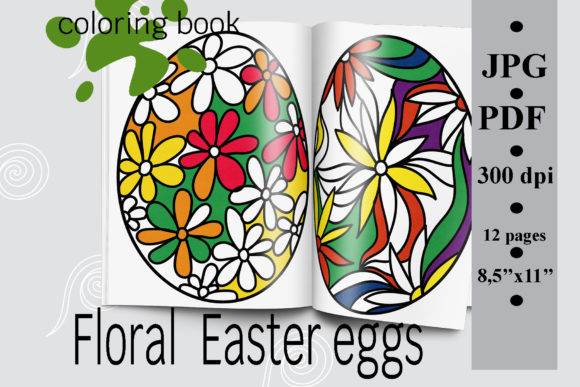 Download Floral  Easter Eggs Coloring Book PDF - Easter egg Collection