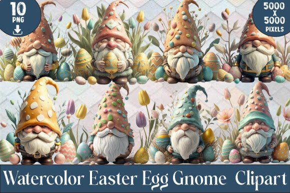 Download Watercolor Easter Egg Gnome Clipart - Easter egg Collection