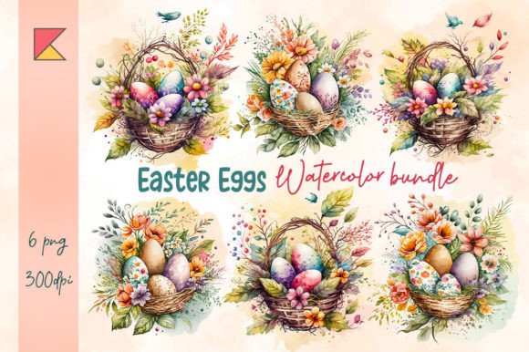 Download Floral Easter Eggs Watercolor Clipart - Easter egg Collection