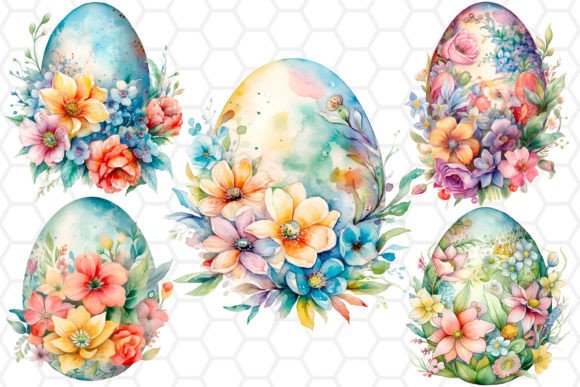 Download Watercolor Floral Easter Eggs Cliparts - Easter egg Collection