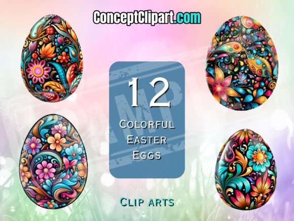 Download 12 Colorful Easter Egg Clipart Bundle - Easter egg Collection